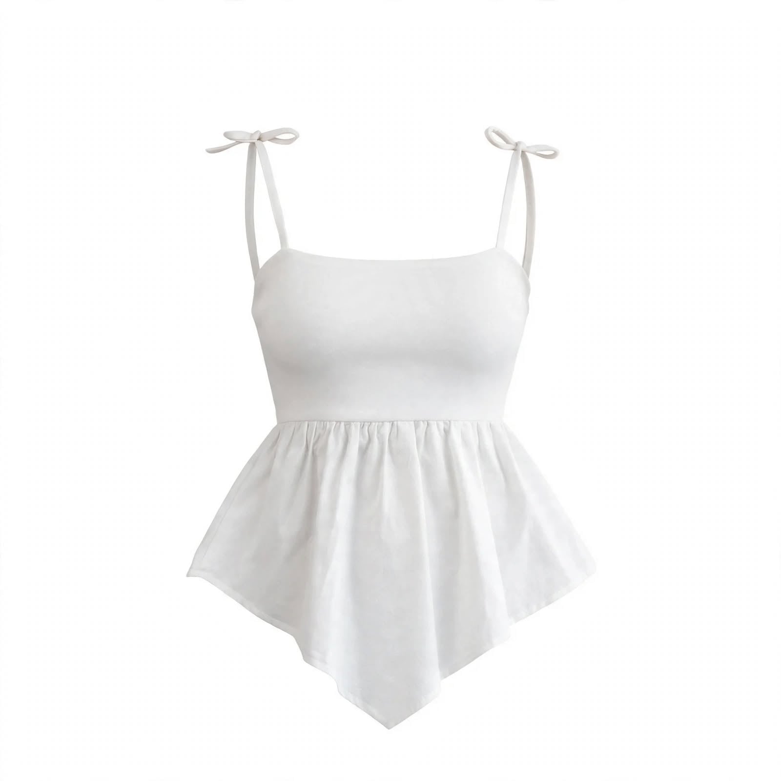 Wo Ribbed Peplum Top | Square Neck Sleeveless Casual Top For Women