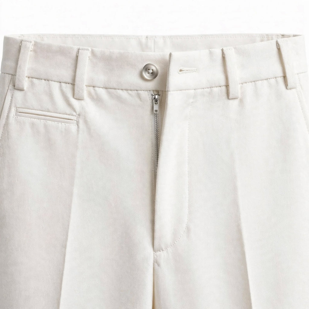Flared Tailored Formal Trouser – Cotton Blend Regular Fit Mid Rise For Men