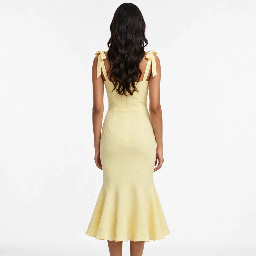 Wo Mermaid Gown | Sleeveless Square Neck Ankle Length Party Dress For Women